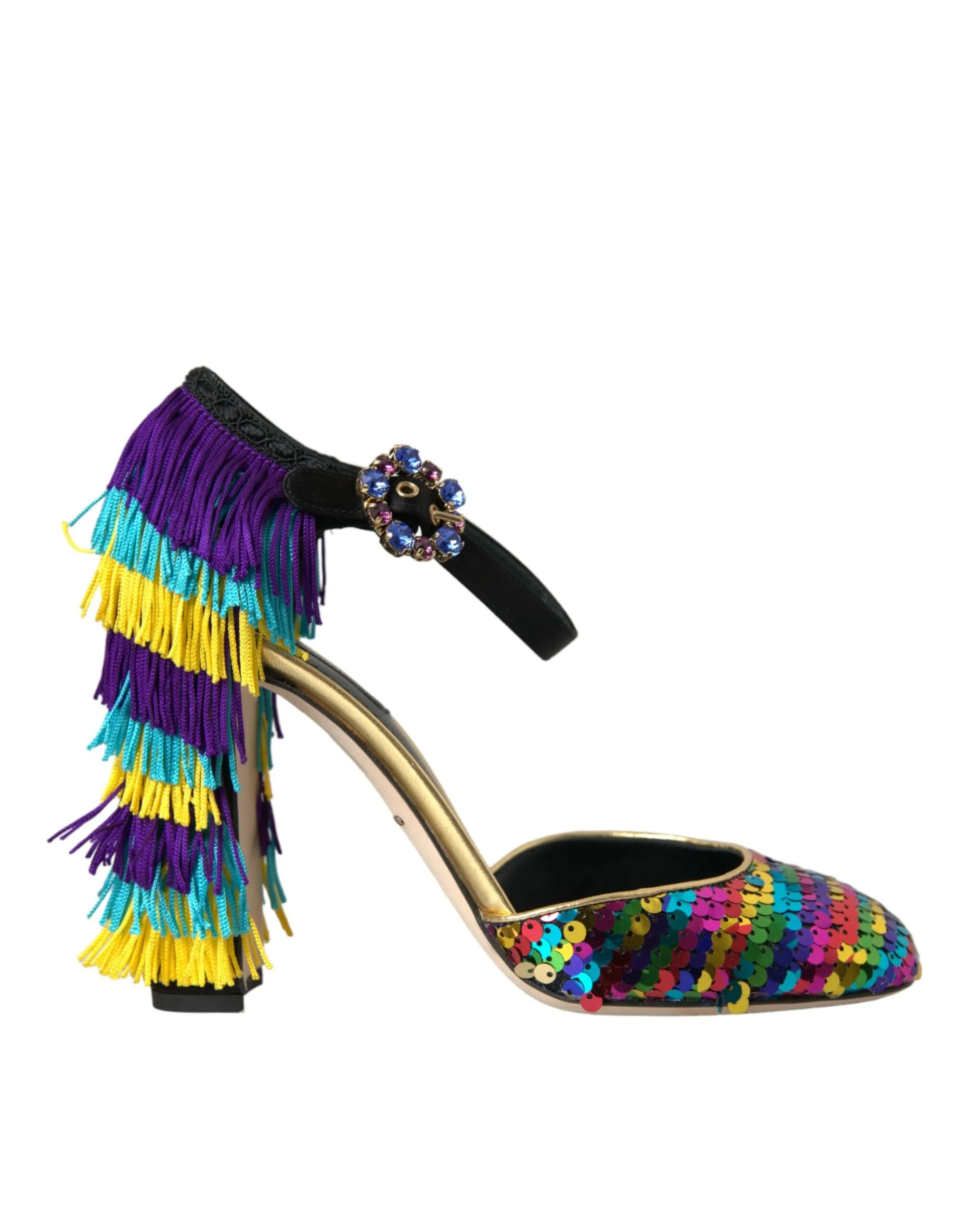 Dolce & Gabbana Women's Multicolor Sequin Crystal Mary Jane Shoes