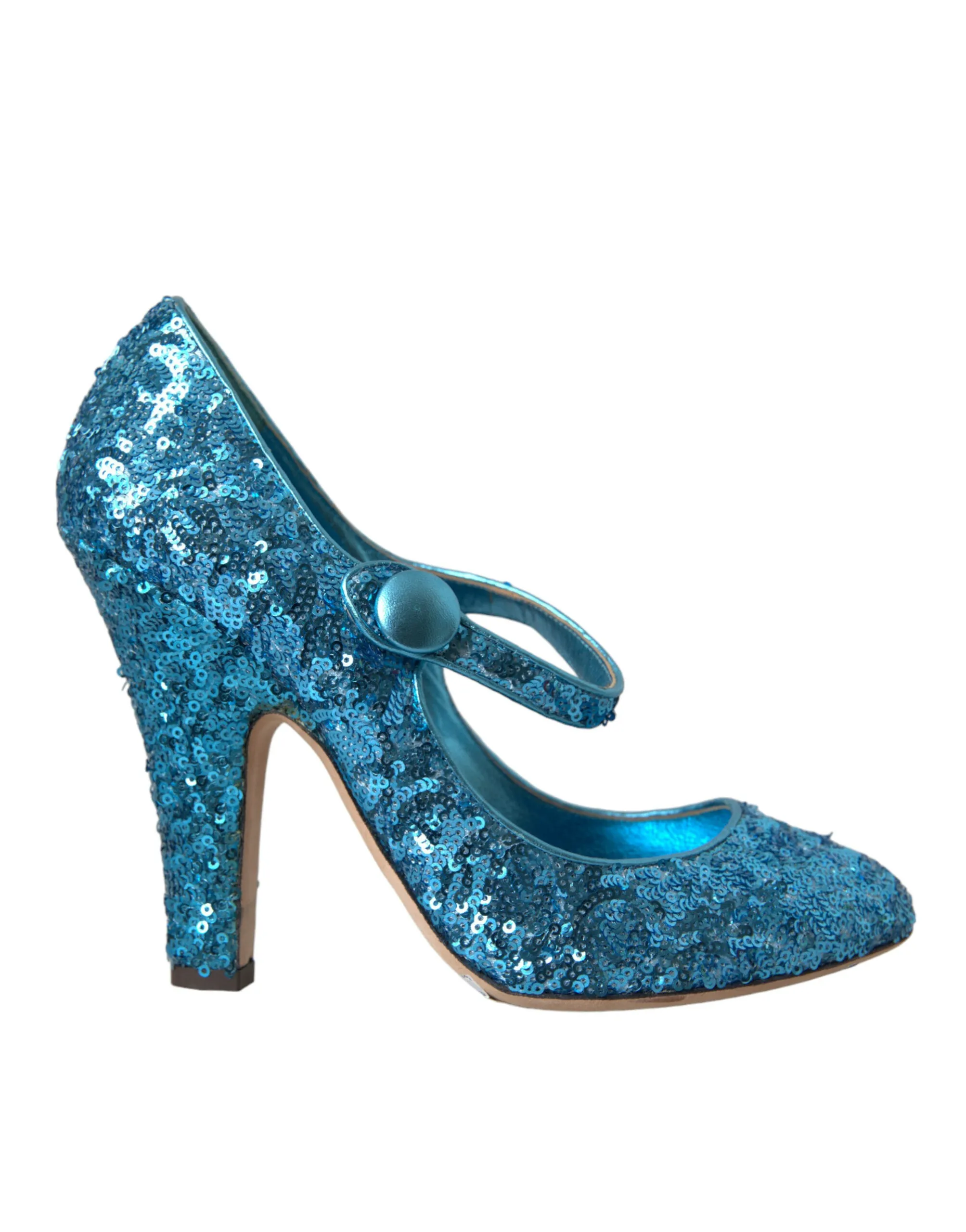 Dolce & Gabbana Women's Blue Sequin Mary Jane Pumps High Heels Shoes