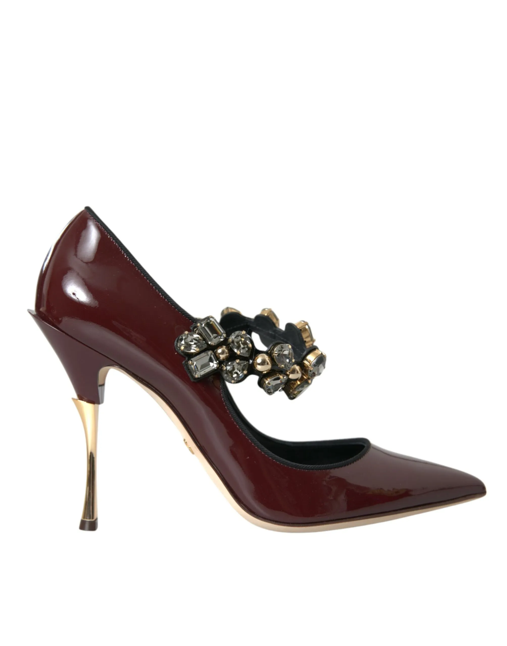 Dolce & Gabbana Women's Bordeaux Leather Crystal Pumps Shoes