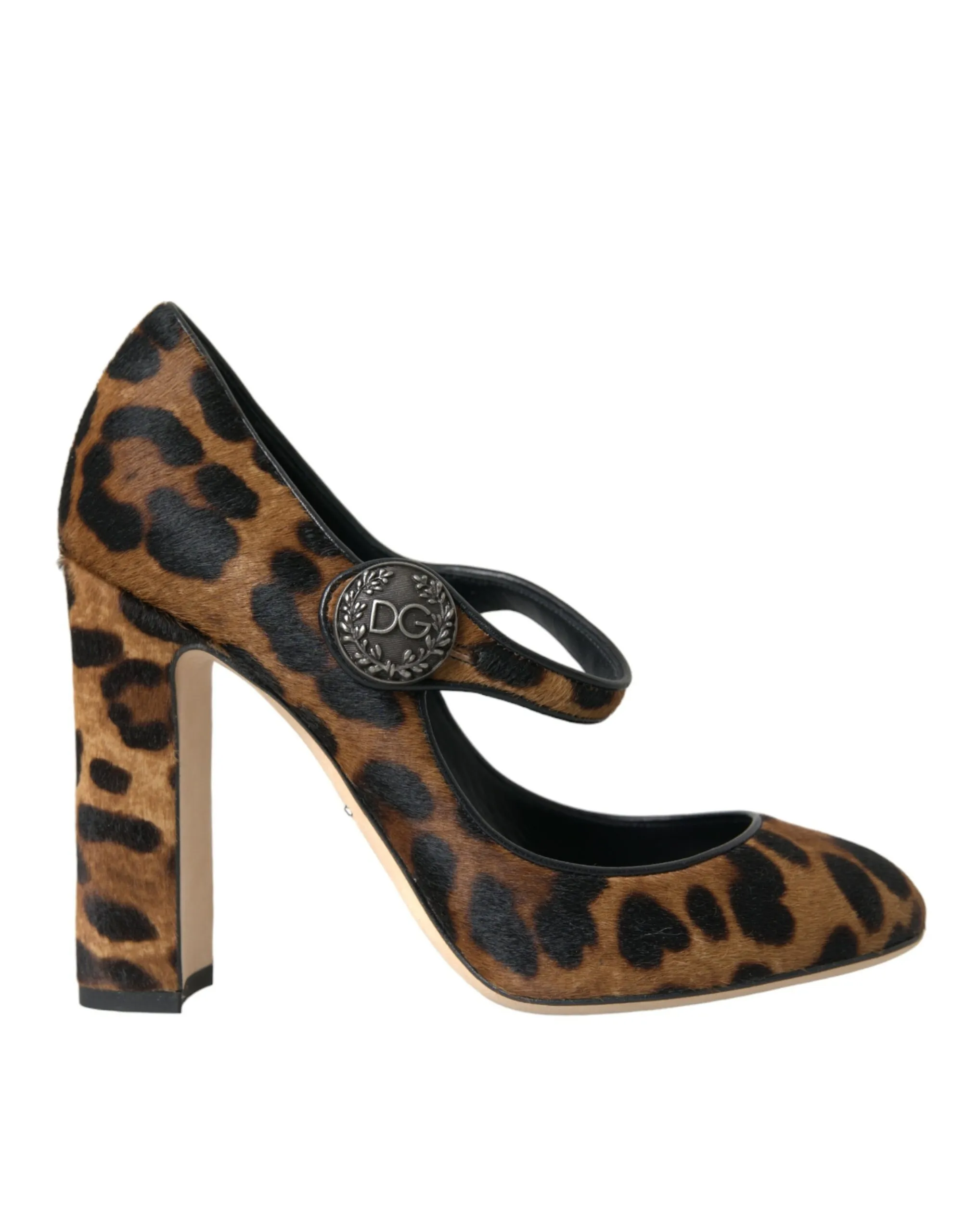Dolce & Gabbana Women's Brown Leopard Calf Hair Mary Jane Pumps Shoes
