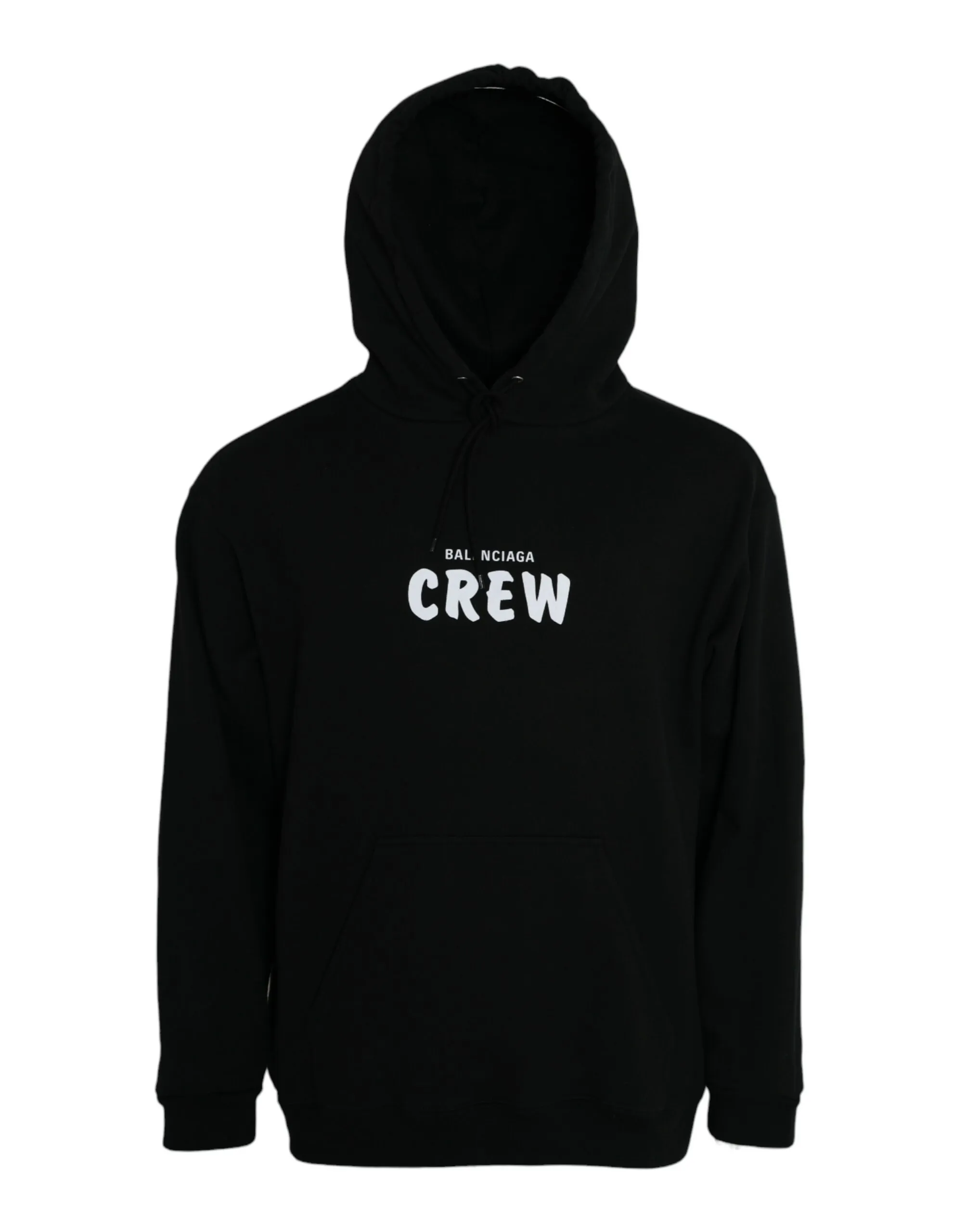Balenciaga Men's Black Cotton CREW Hooded Pullover Sweatshirt Sweater