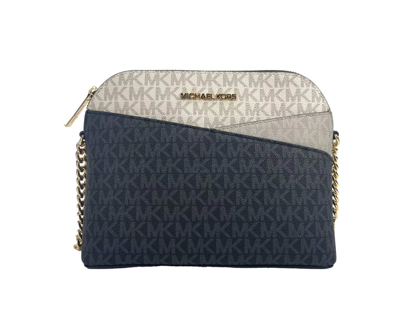 Michael Kors Women's Jet Set Medium Signature PVC X Dome Crossbody Bag Black Multi