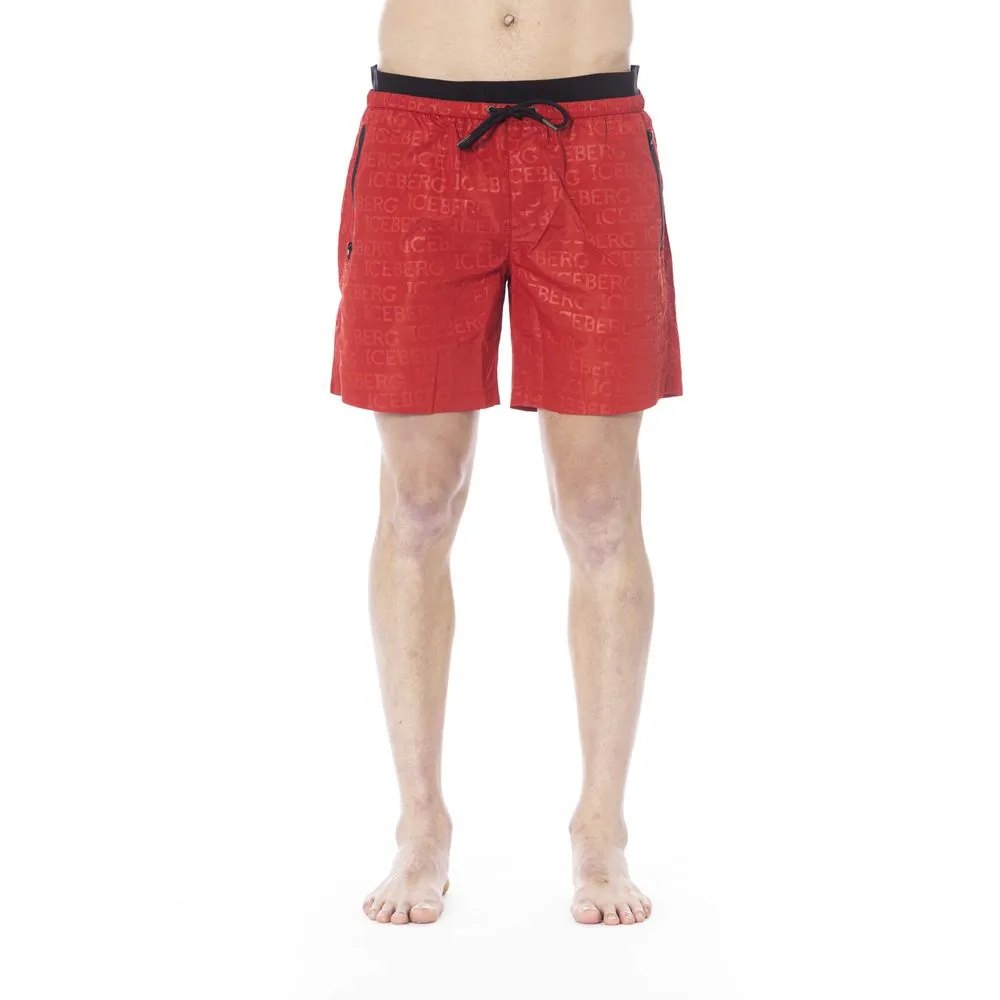 Iceberg Red Polyester Men Swim Trunk