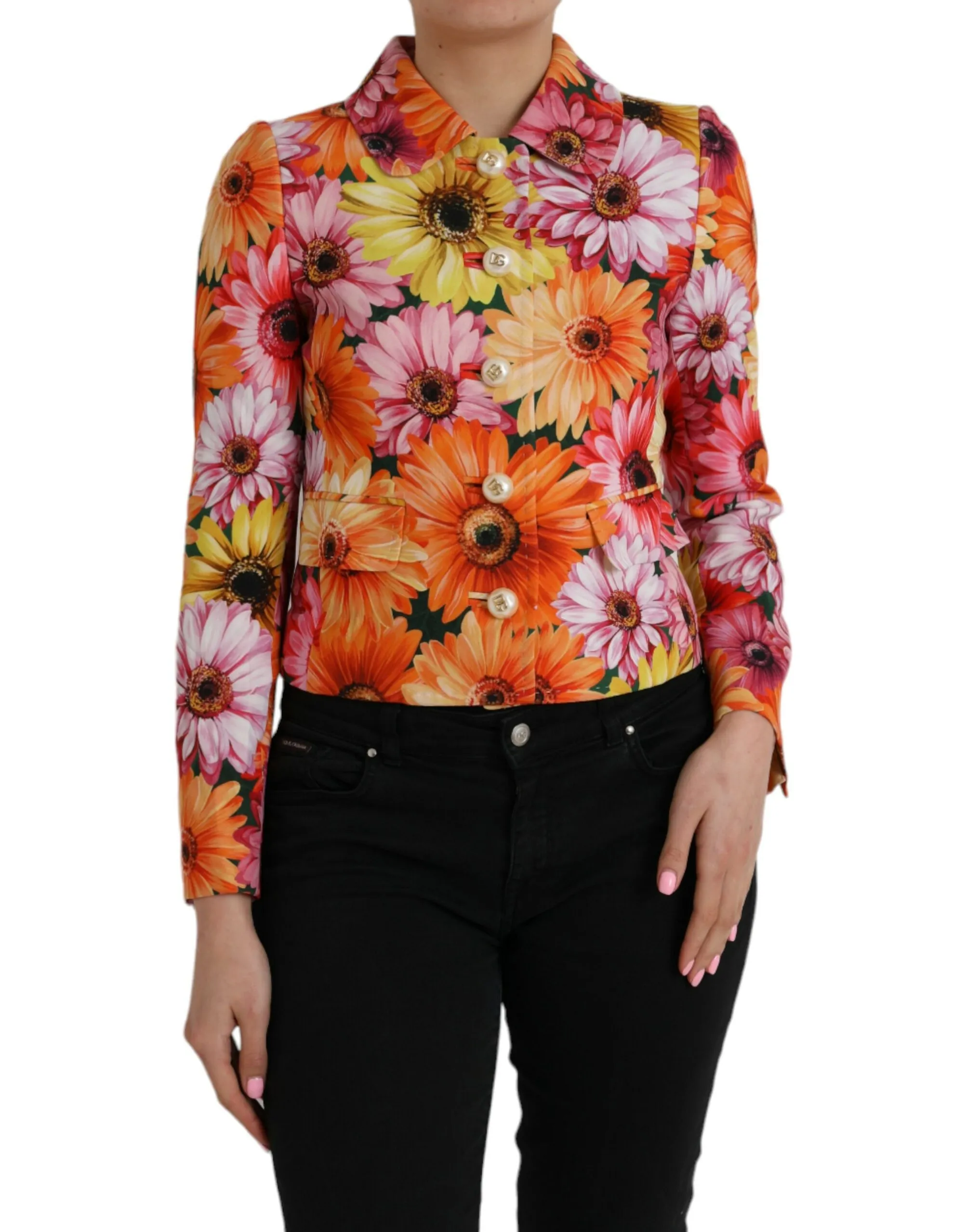 Dolce & Gabbana Women's Multicolor Floral Brocade Blazer Coat Jacket