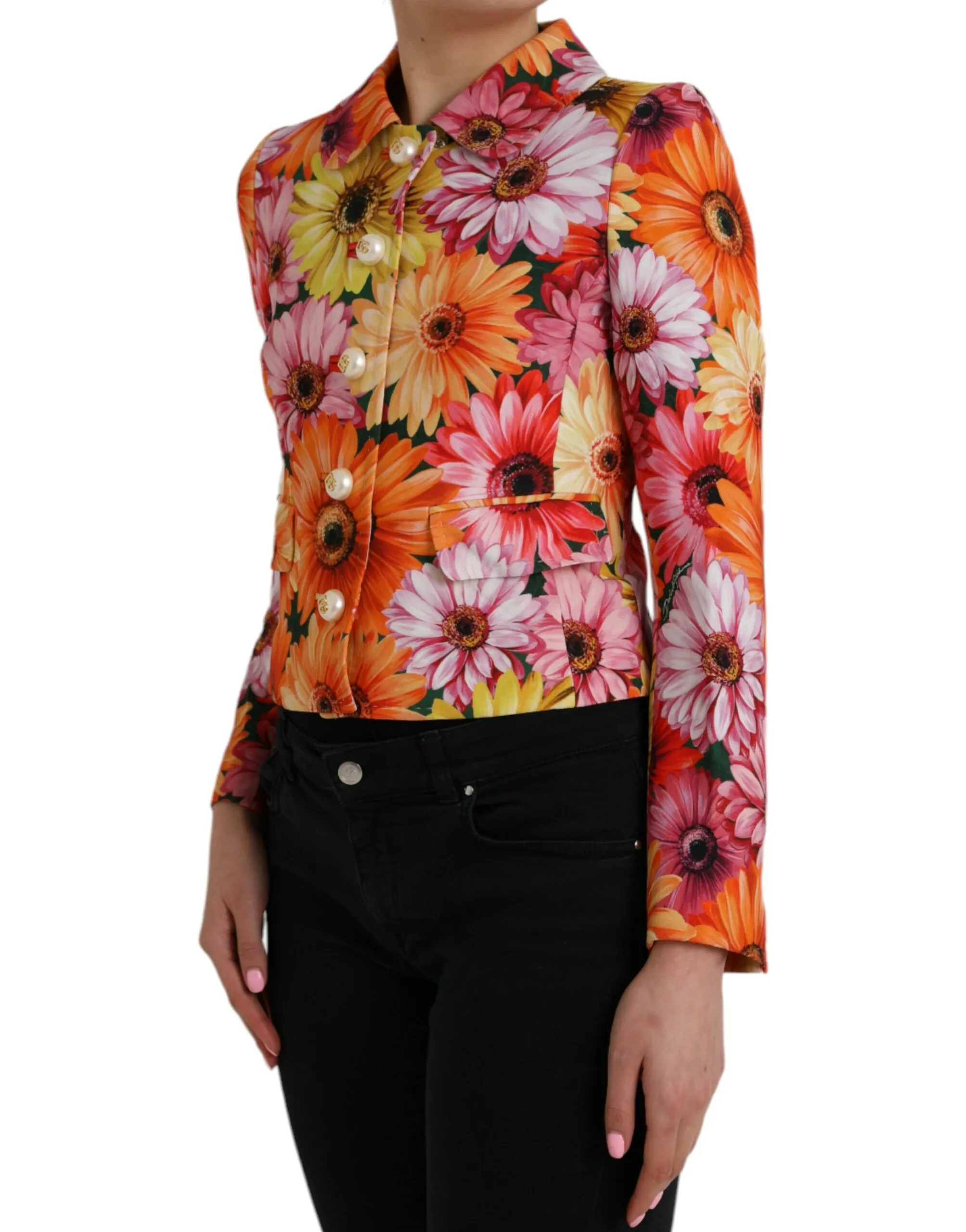 Dolce & Gabbana Women's Multicolor Floral Brocade Blazer Coat Jacket