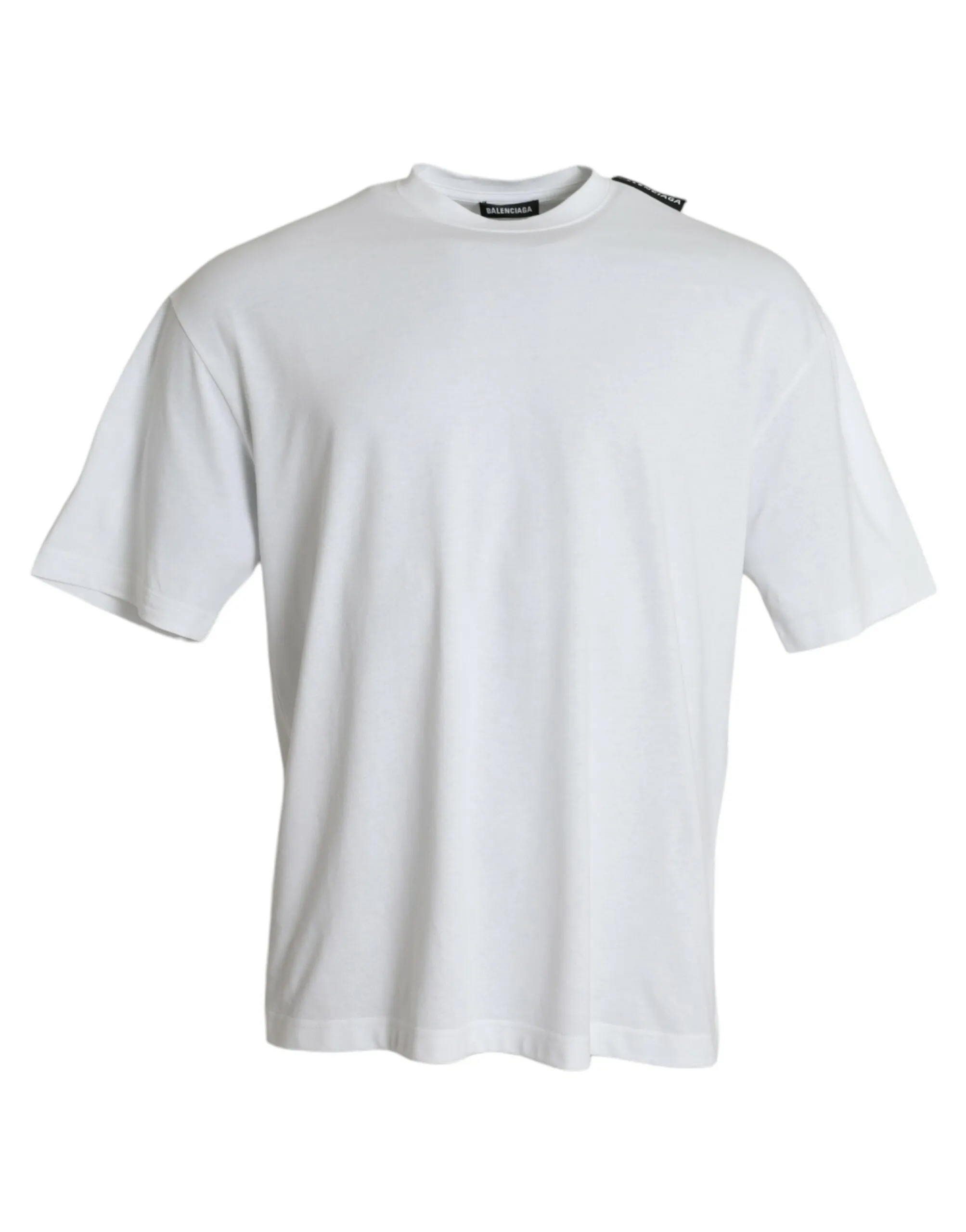 Balenciaga Men's Off White Cotton Jersey Round Neck T-shirt