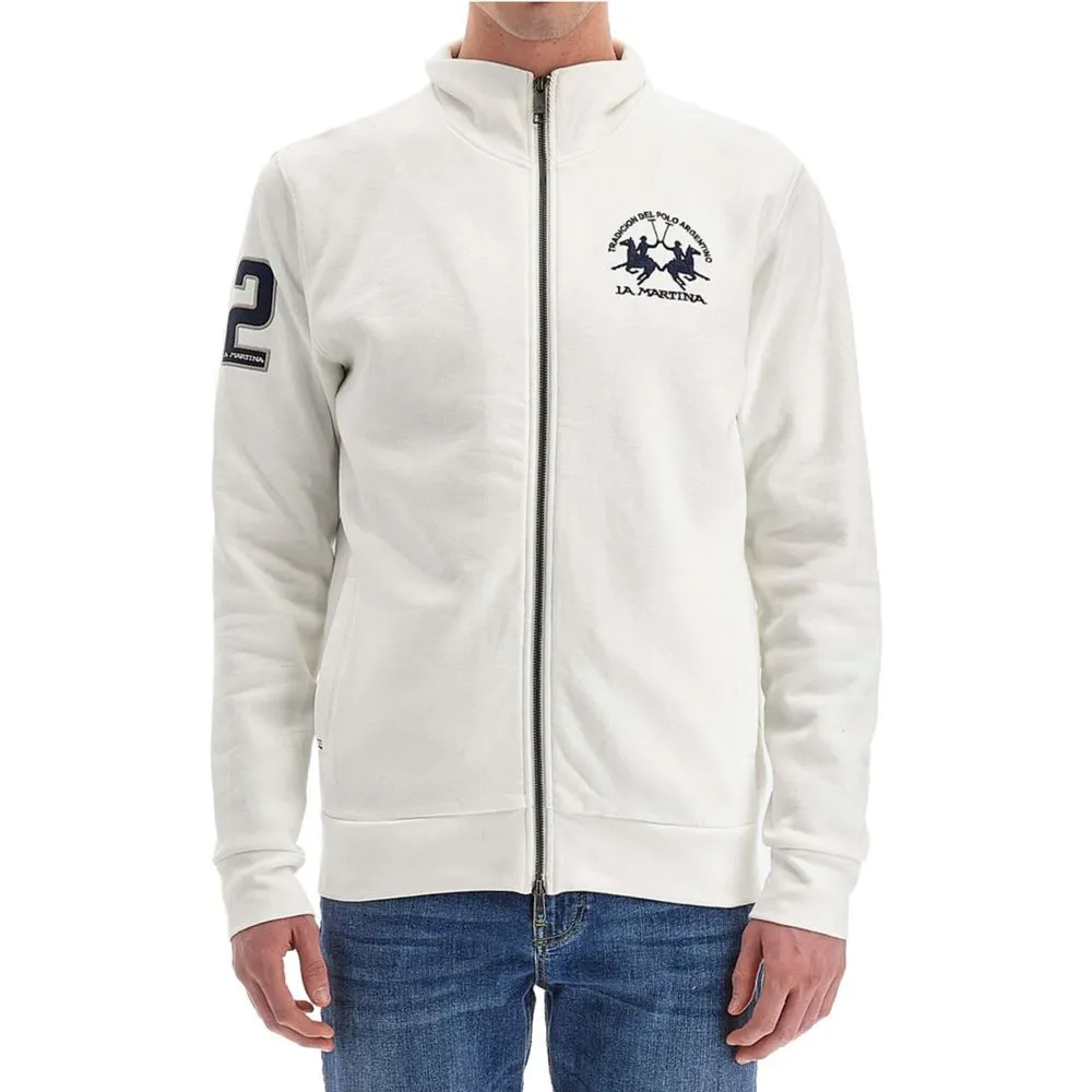 La Martina Men's White Cotton Sweater