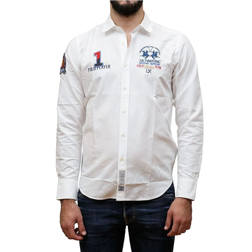 La Martina Men's White Cotton Shirt