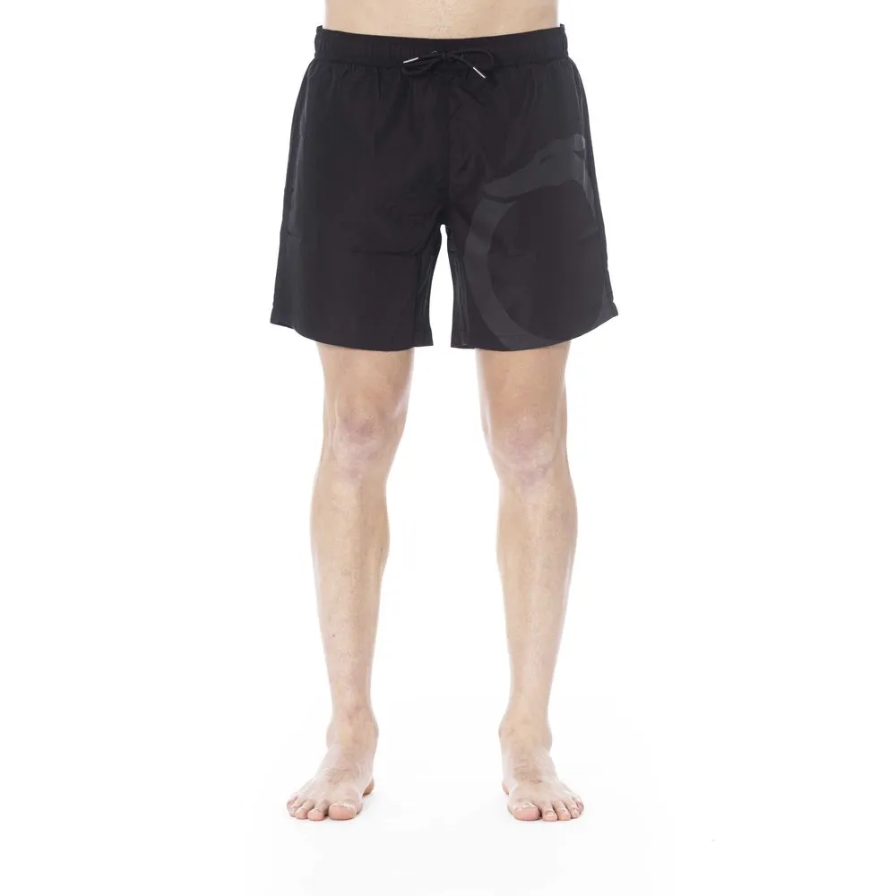Black Polyester Men Swim Trunk
