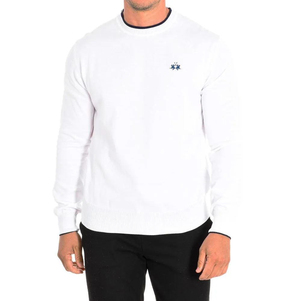 La Martina Men's White Cotton Sweater