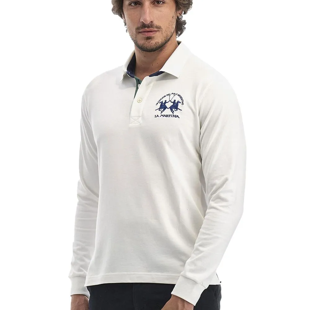 La Martina Men's White Cotton Polo Shirt