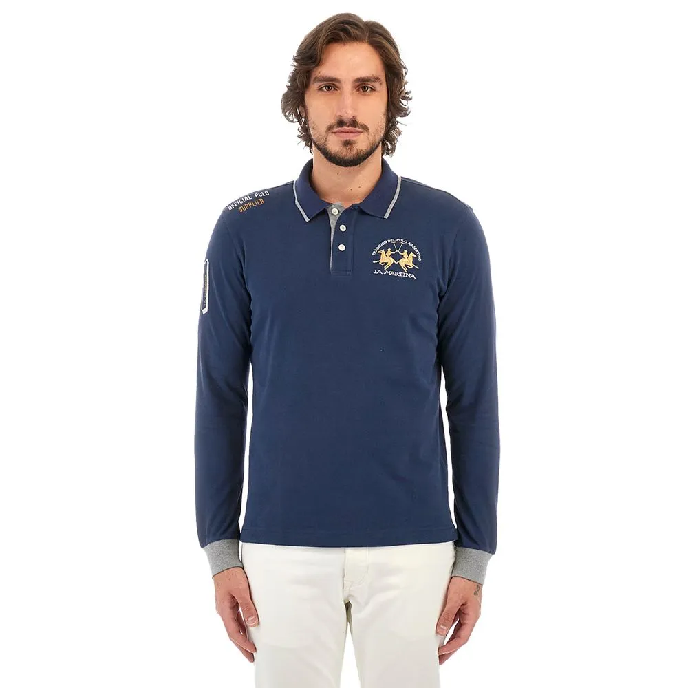 La Martina Men's Blue Cotton Polo Shirt