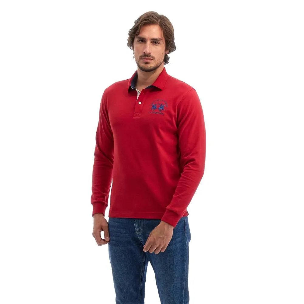 La Martina Men's Red Cotton Polo Shirt