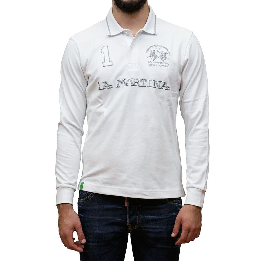La Martina Men's White Cotton Polo Shirt