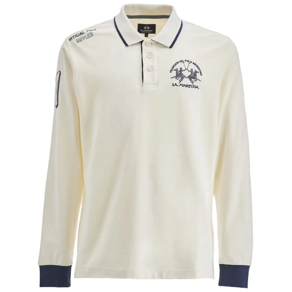 La Martina Men's White Cotton Polo Shirt