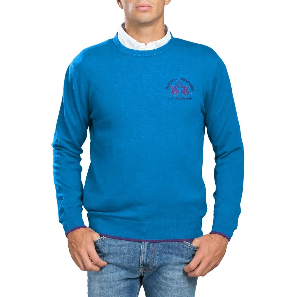 La Martina Men's Light Blue Acrylic Sweater