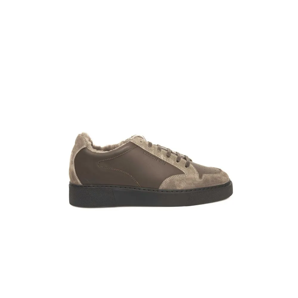 Cerruti 1881 Men's Beige Leather Mens Sneaker