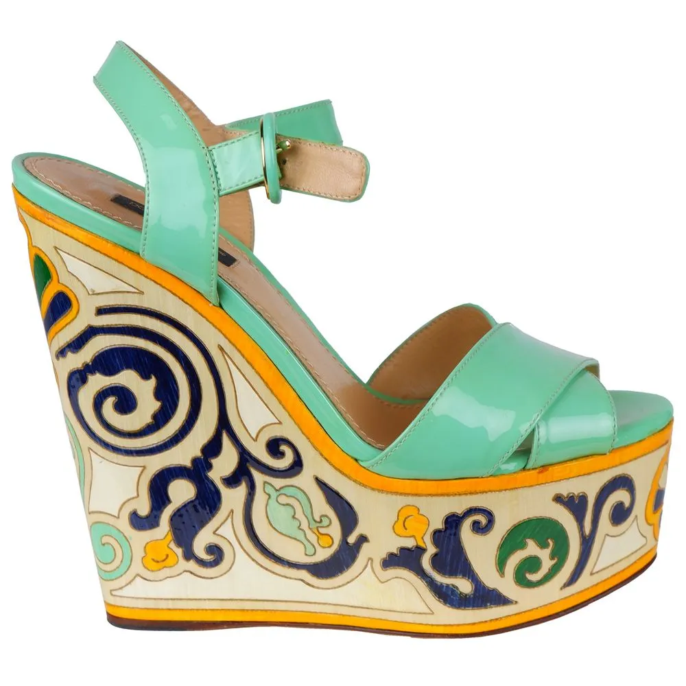 Dolce & Gabbana Women's Green Leather Di Calfskin Sandal