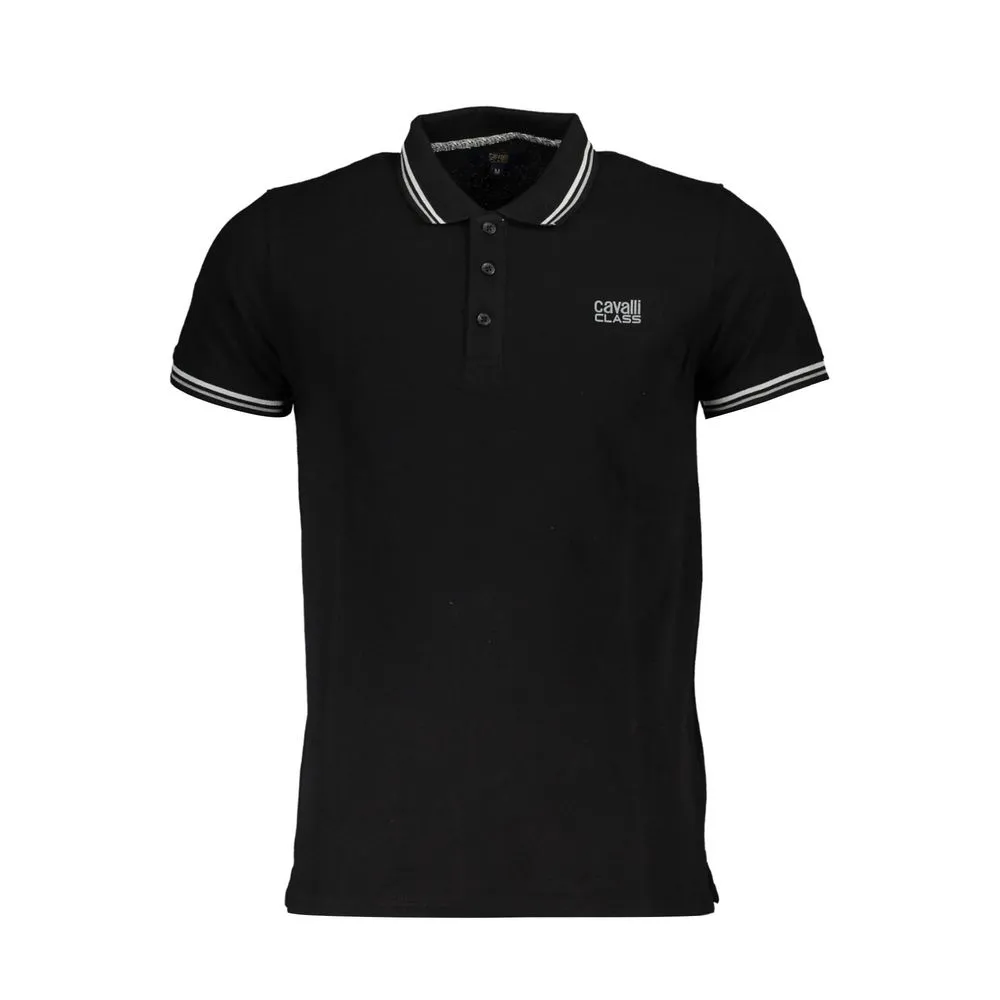 Cavalli Class Men's Black Cotton Polo Shirt