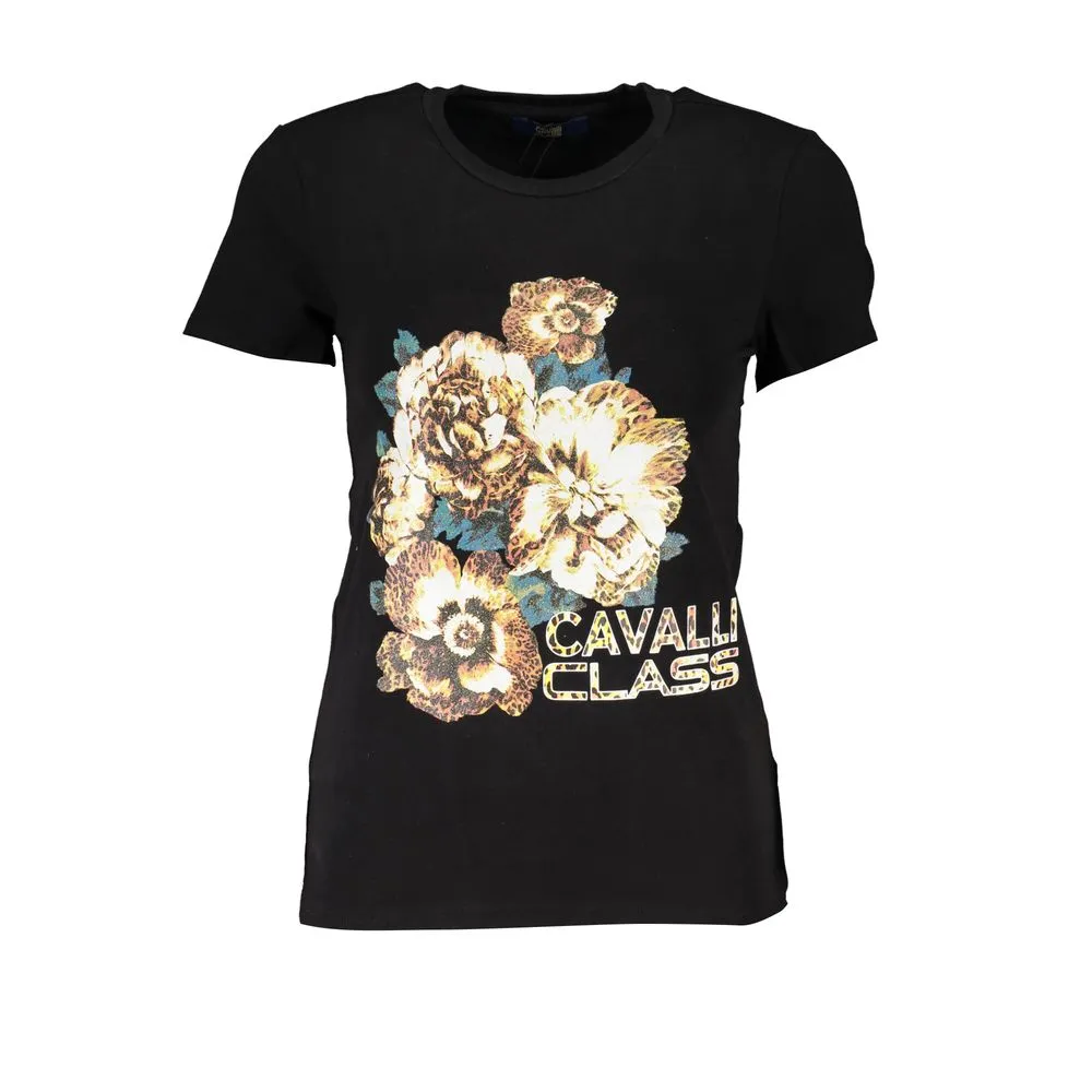 Cavalli Class Women's Black Cotton Tops & T-Shirt