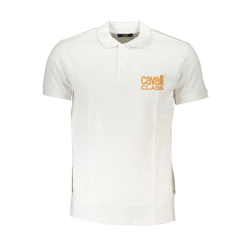 Cavalli Class Men's White Cotton Polo Shirt