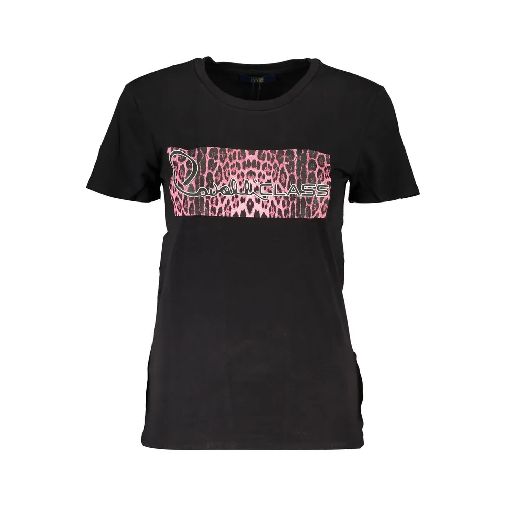 Cavalli Class Women's Black Cotton Tops & T-Shirt