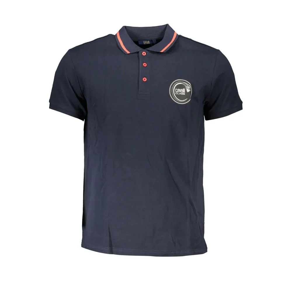 Cavalli Class Men's Blue Cotton Polo Shirt