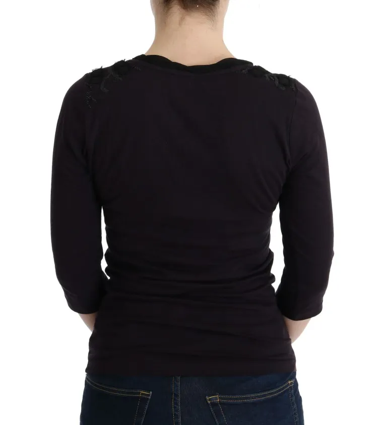 Costume National Women's Elegant Purple V-Neck Blouse Tee