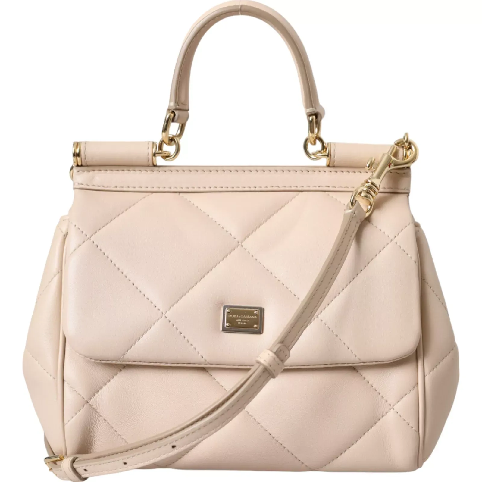 Dolce & Gabbana Women's Beige Leather SICILY Hand Shoulder Satchel Bag