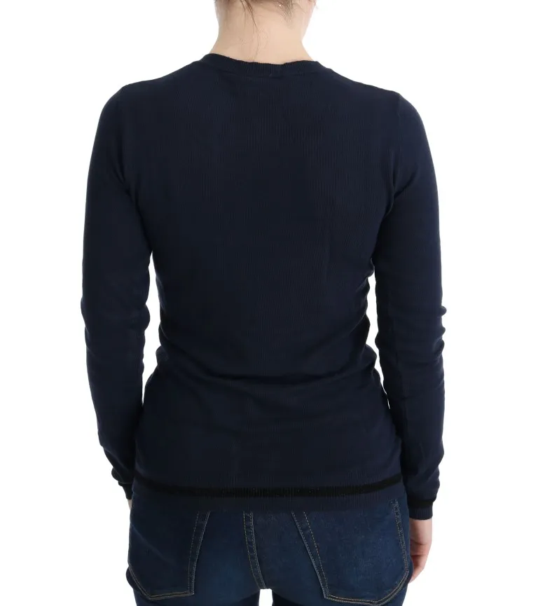 Costume National Women's Elegant Blue V-Neck Sweater