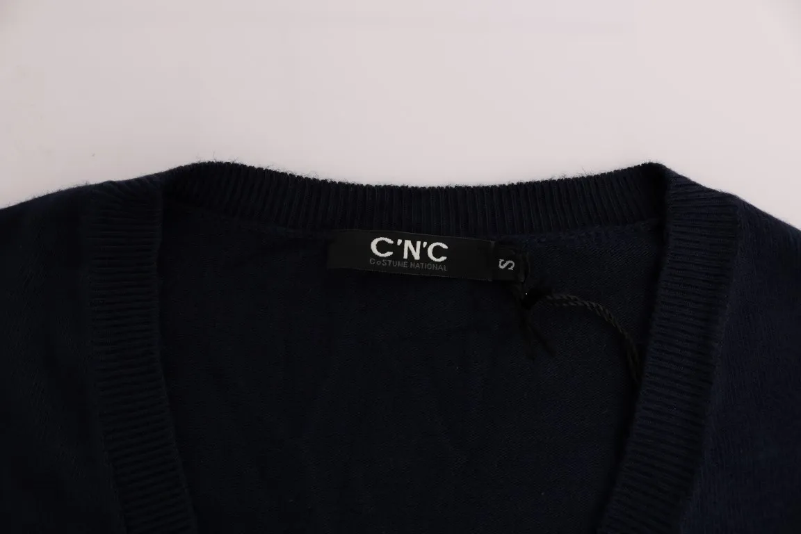 Costume National Women's Elegant Blue V-Neck Sweater