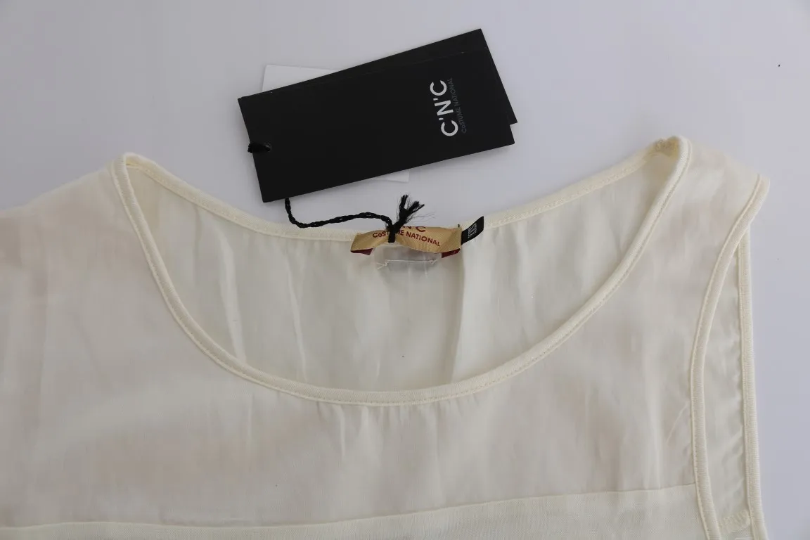 Costume National Women's Beige Sleeveless Modal Top - Elevated Basics