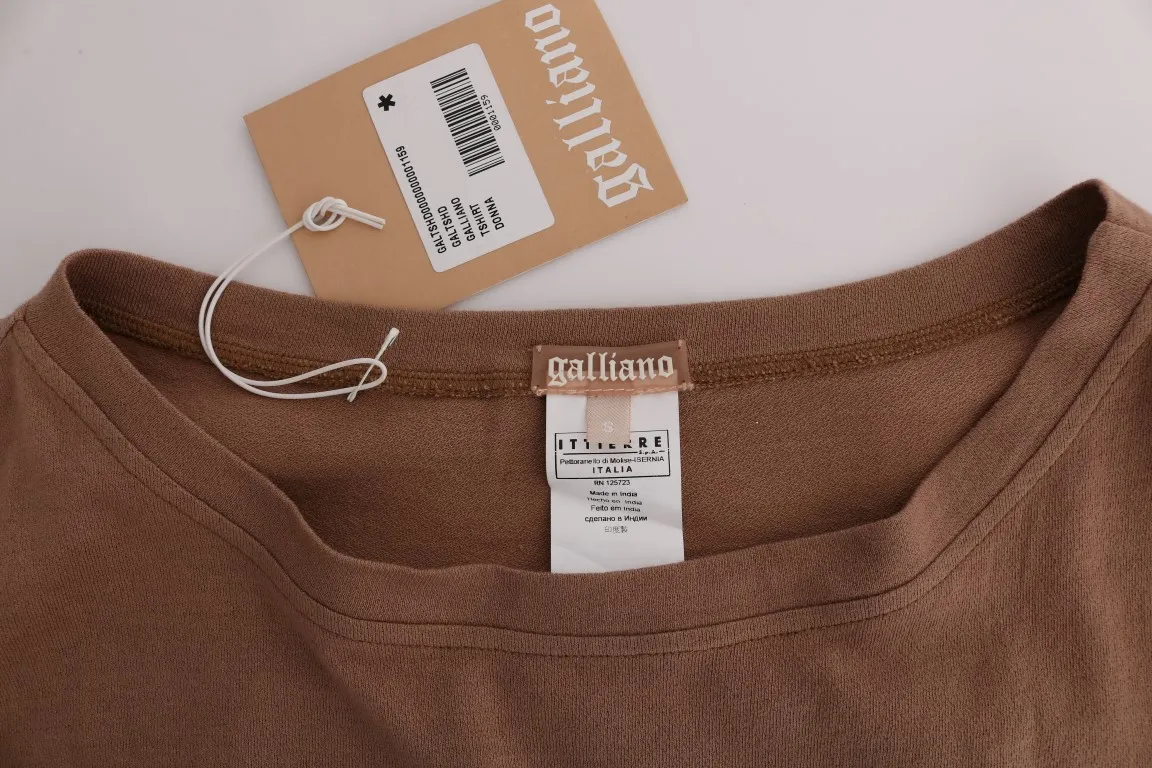 John Galliano Women's Chic Brown Crewneck Cotton Sweater