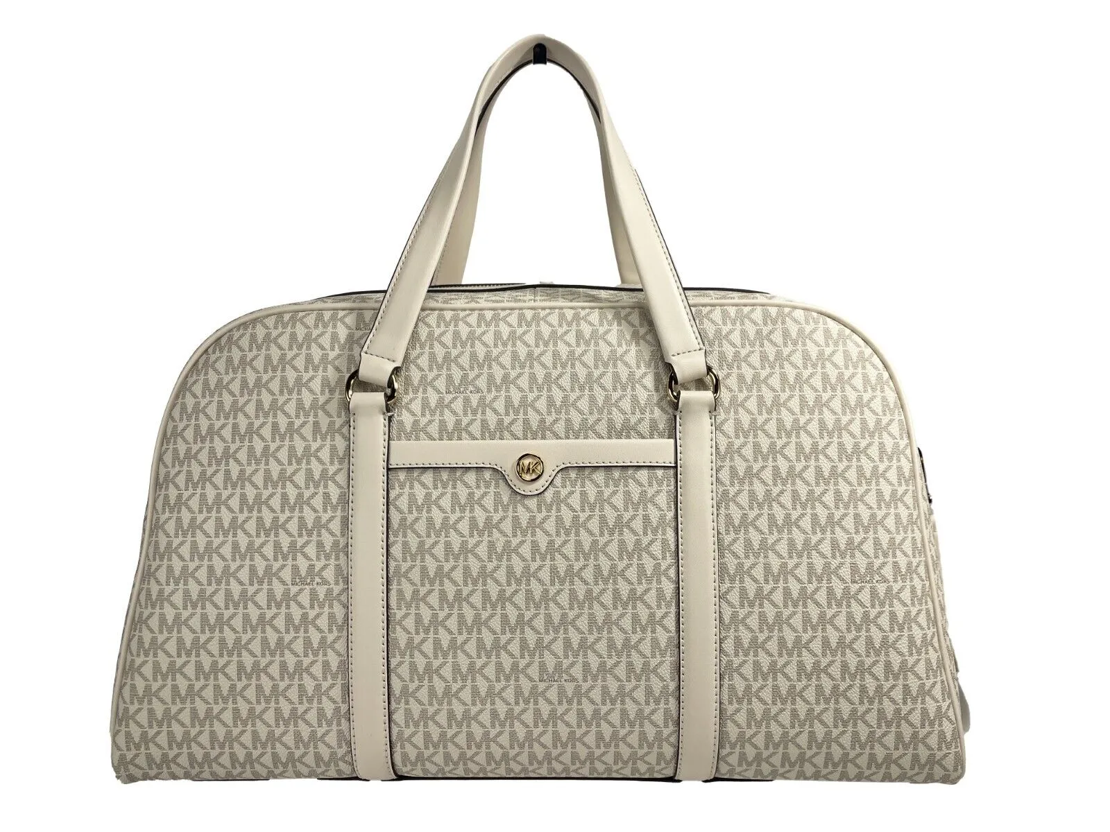 Michael Kors Women's Travel Extra Large Creme PVC Top Zip Weekender Luggage Bag
