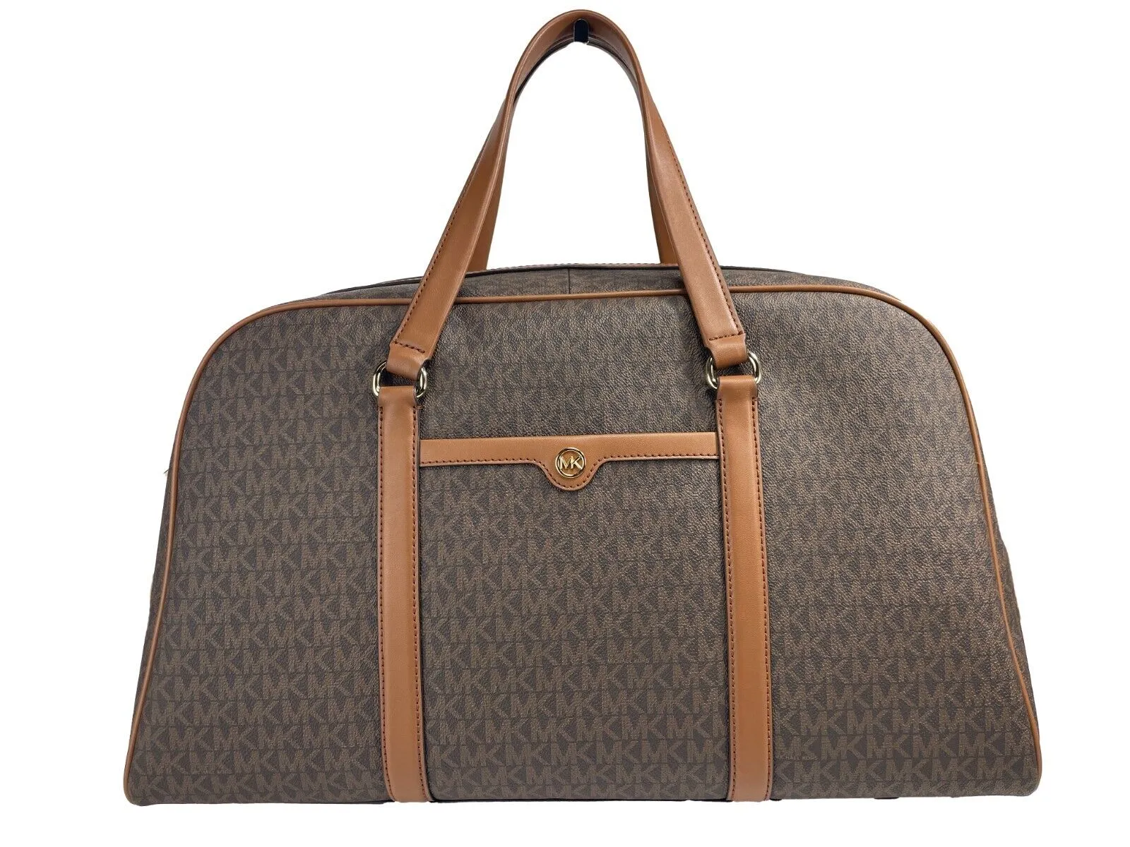 Michael Kors Women's Travel Extra Large Brown PVC Top Zip Weekender Luggage Bag