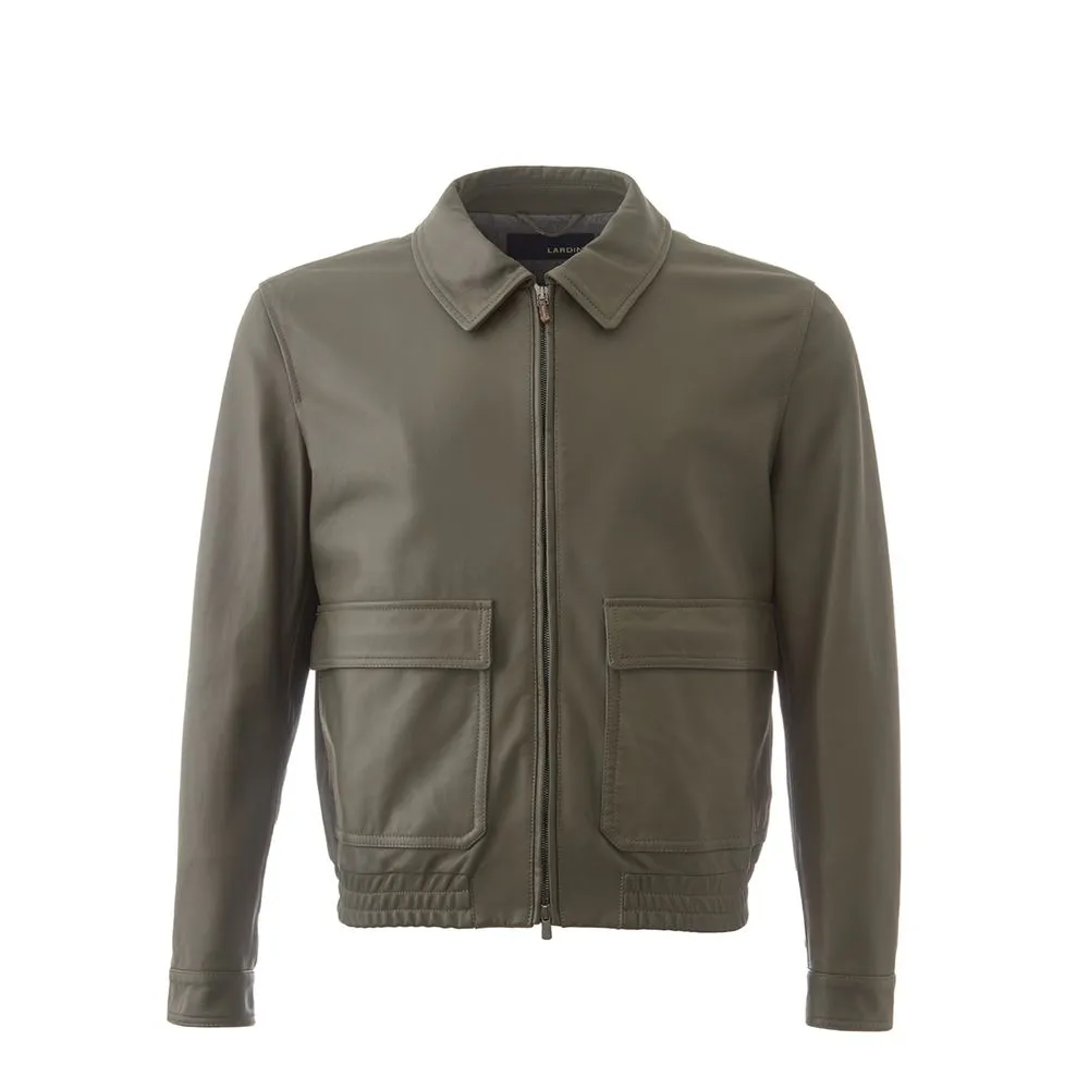 Lardini Men's Exquisite Emerald Green Lardini Leather Jacket