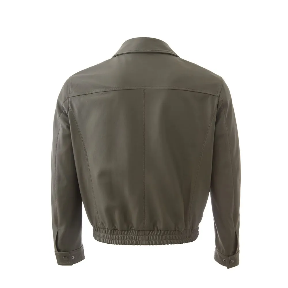 Lardini Men's Exquisite Emerald Green Lardini Leather Jacket