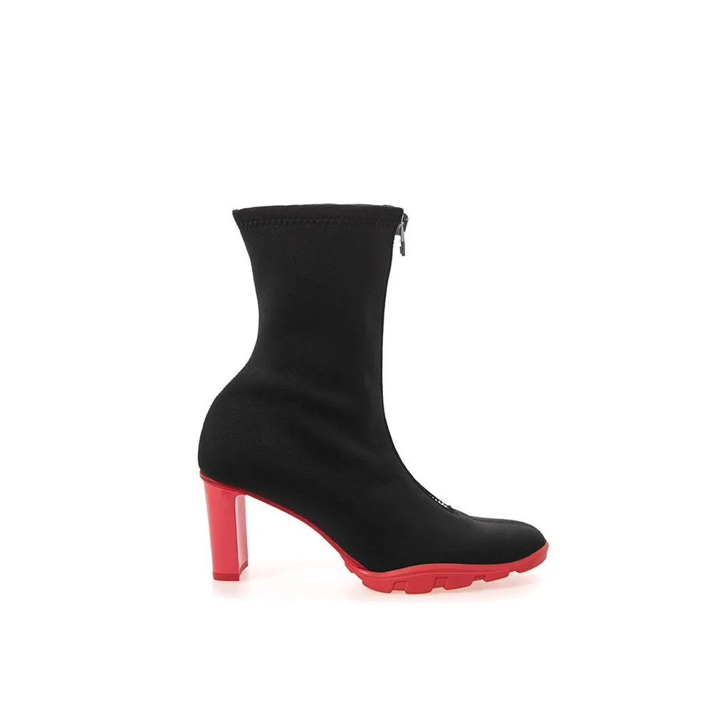 Alexander McQueen Women's Sleek Neoprene and Leather Black Boots