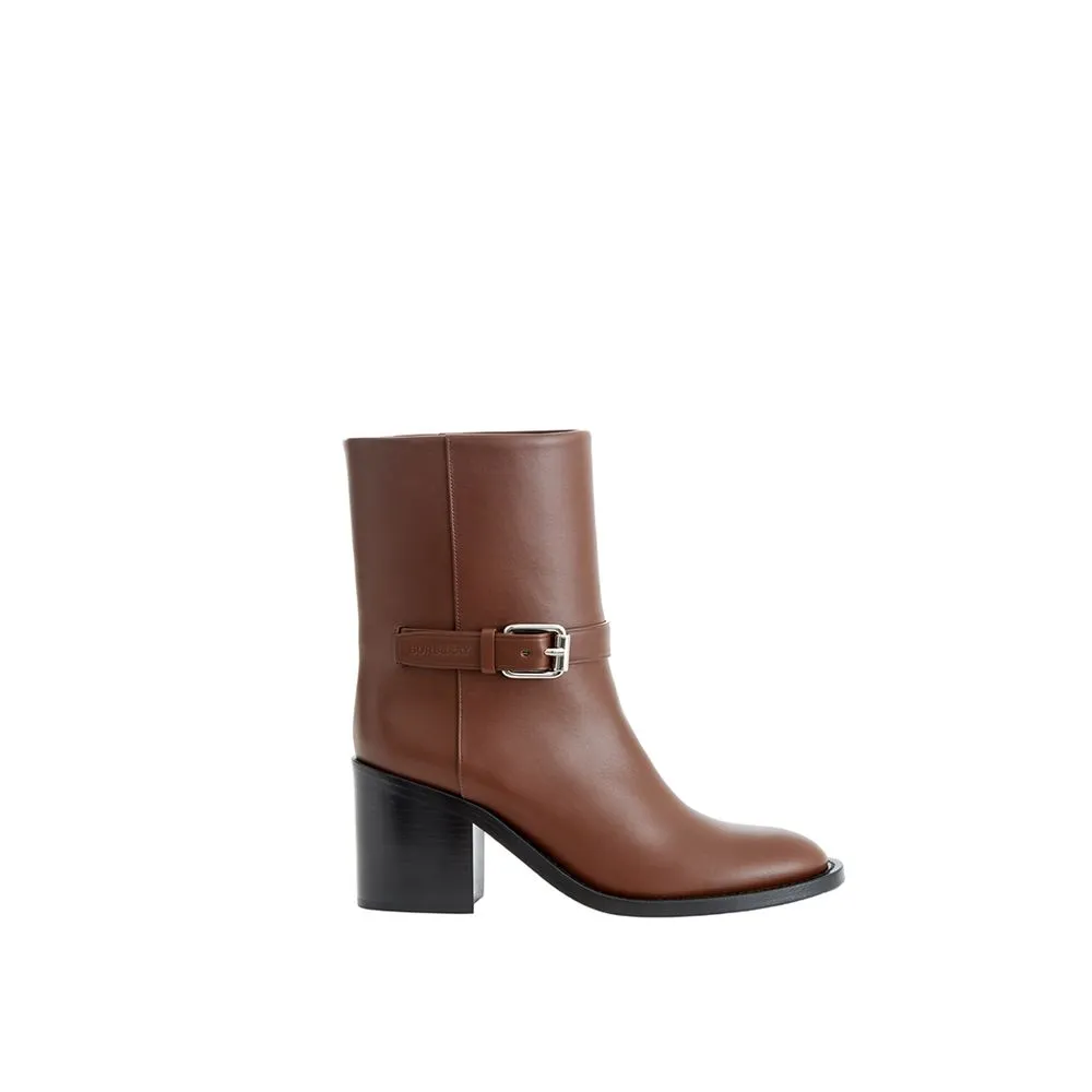 Burberry Women's Elegant Leather Brown Boots for Sophisticated Style
