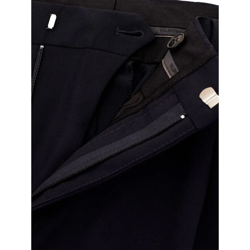 Valentino Men's Elegant Black Wool Pants for Men