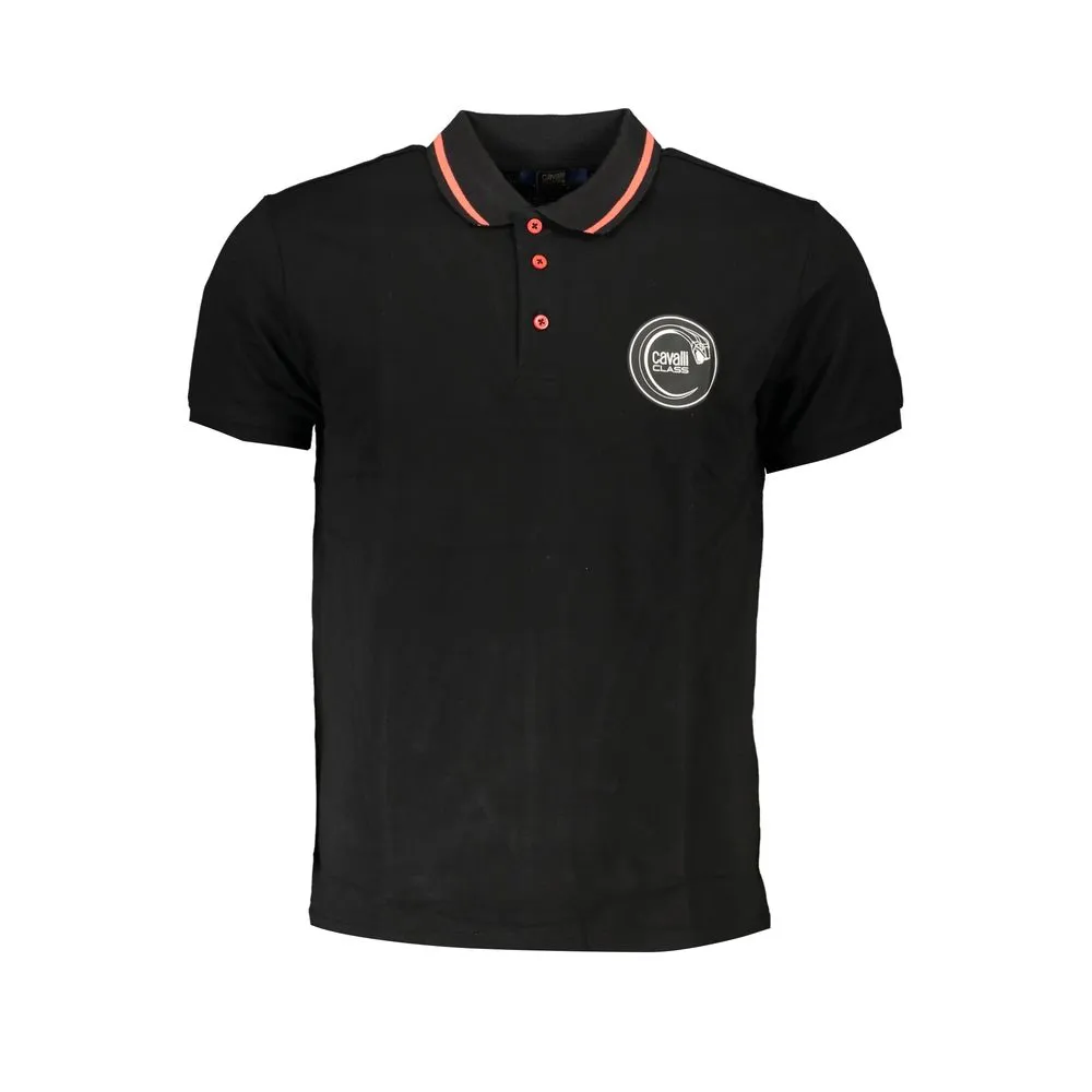 Cavalli Class Men's Black Cotton Polo Shirt