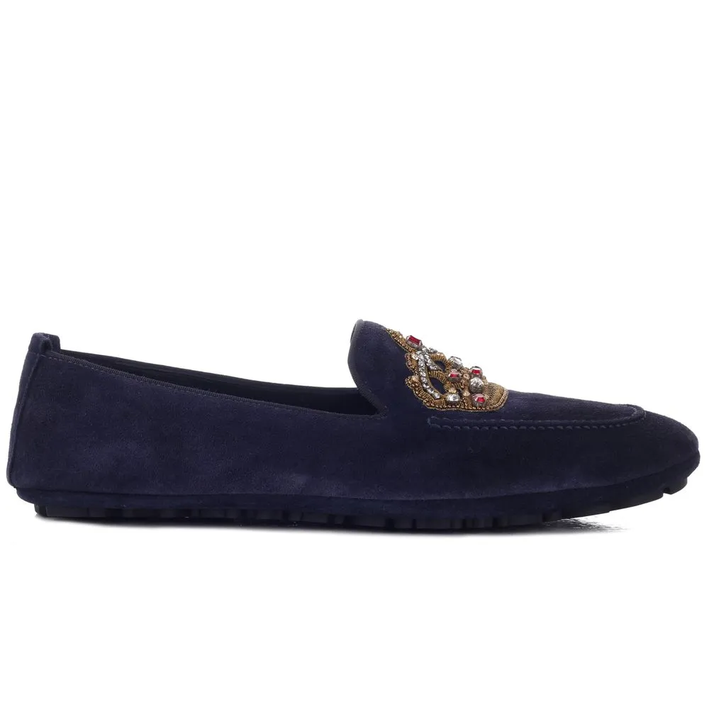 Dolce & Gabbana Men's Blue Leather Di Calfskin Loafer