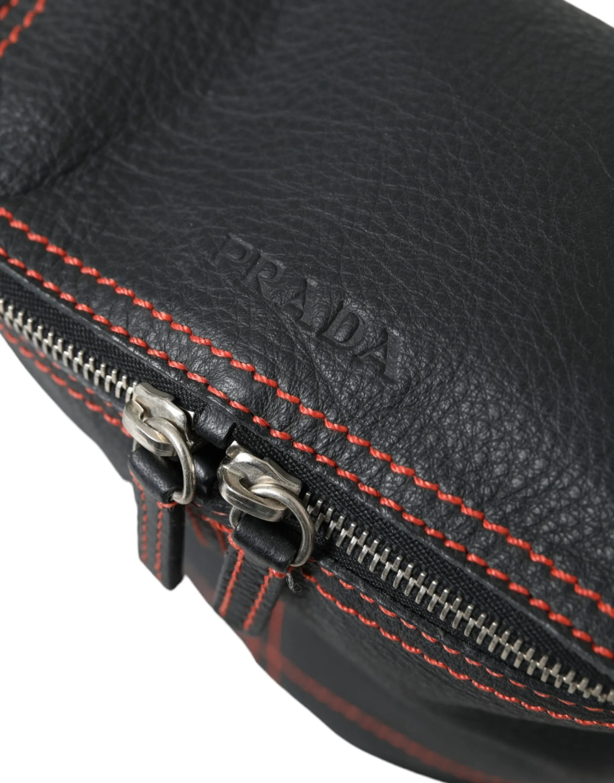 Prada Men's Black Marsupio Leather Vintage Daino Backpack Sling Shoulder Bags