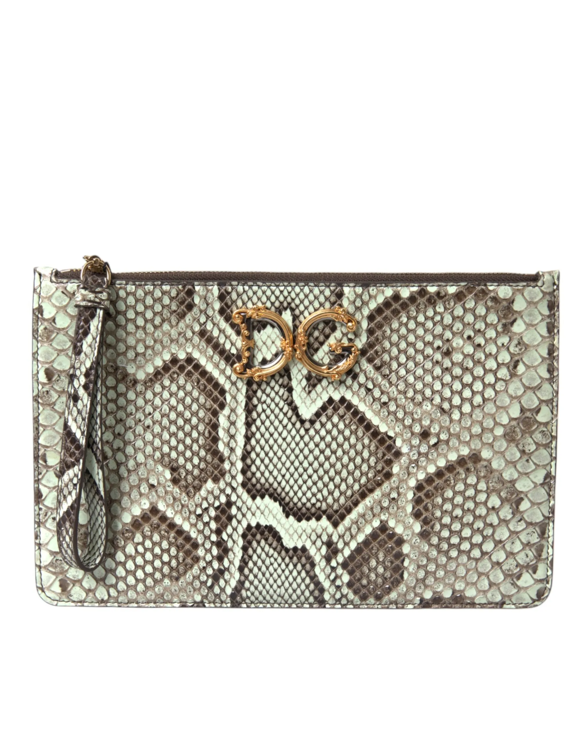 Dolce & Gabbana Women's Aqua Green Leather DG Baroque Hand Purse Bag