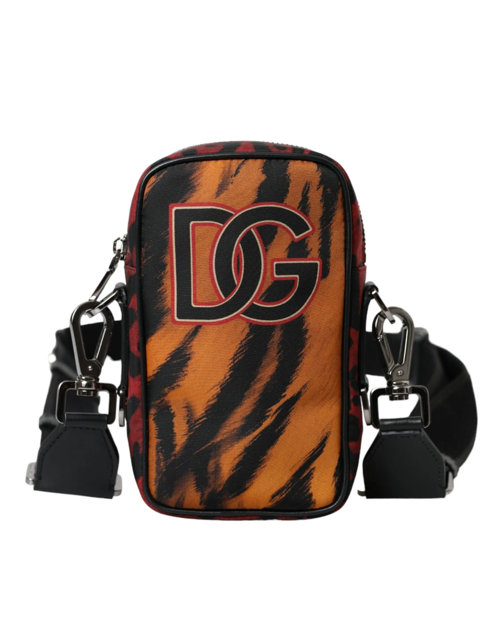 Dolce & Gabbana Men's Multicolor Tiger Print Nylon Logo Cross Body Bag