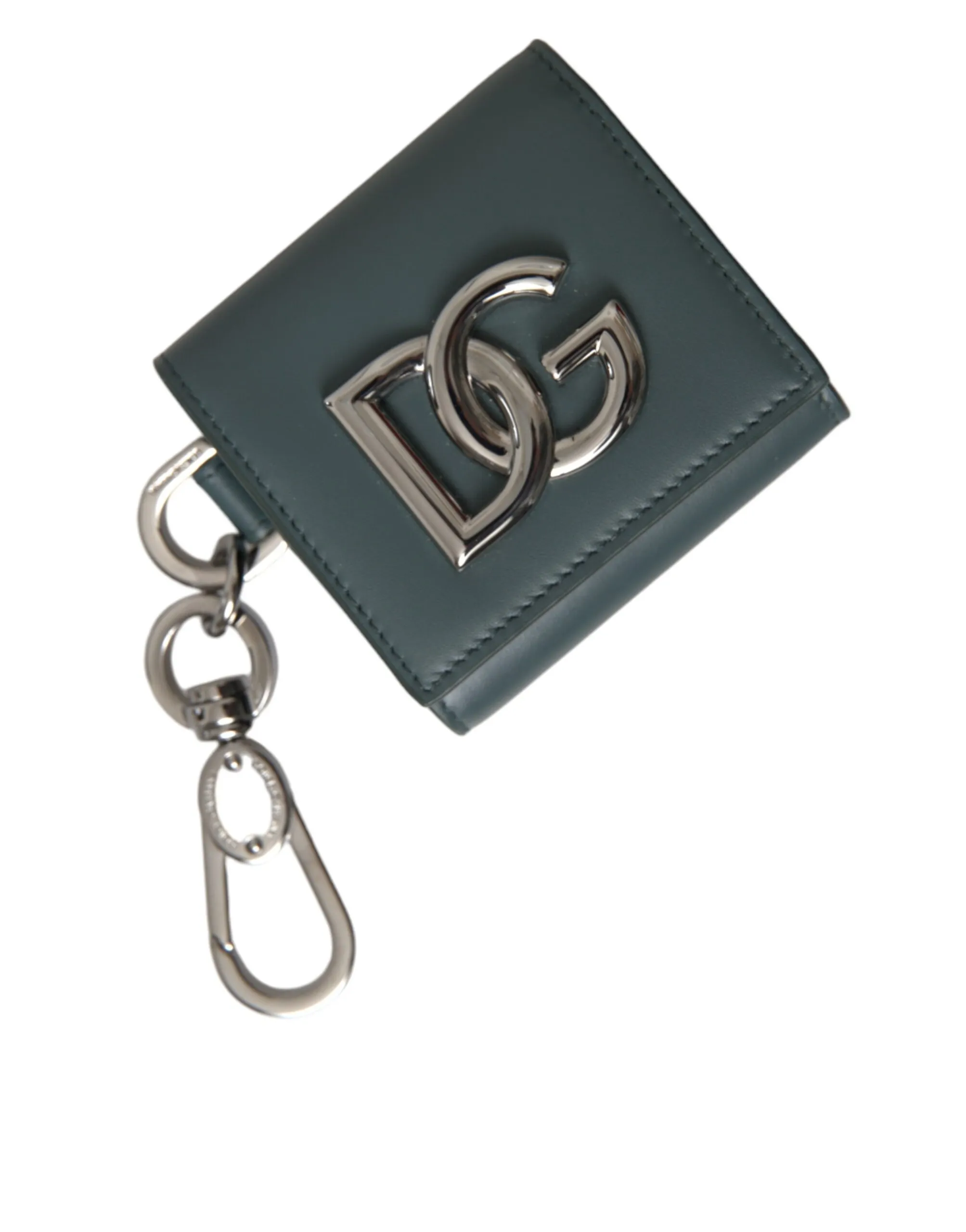 Dolce & Gabbana Men's Green Leather DG Logo Keyring Coin Purse Keyring Wallet