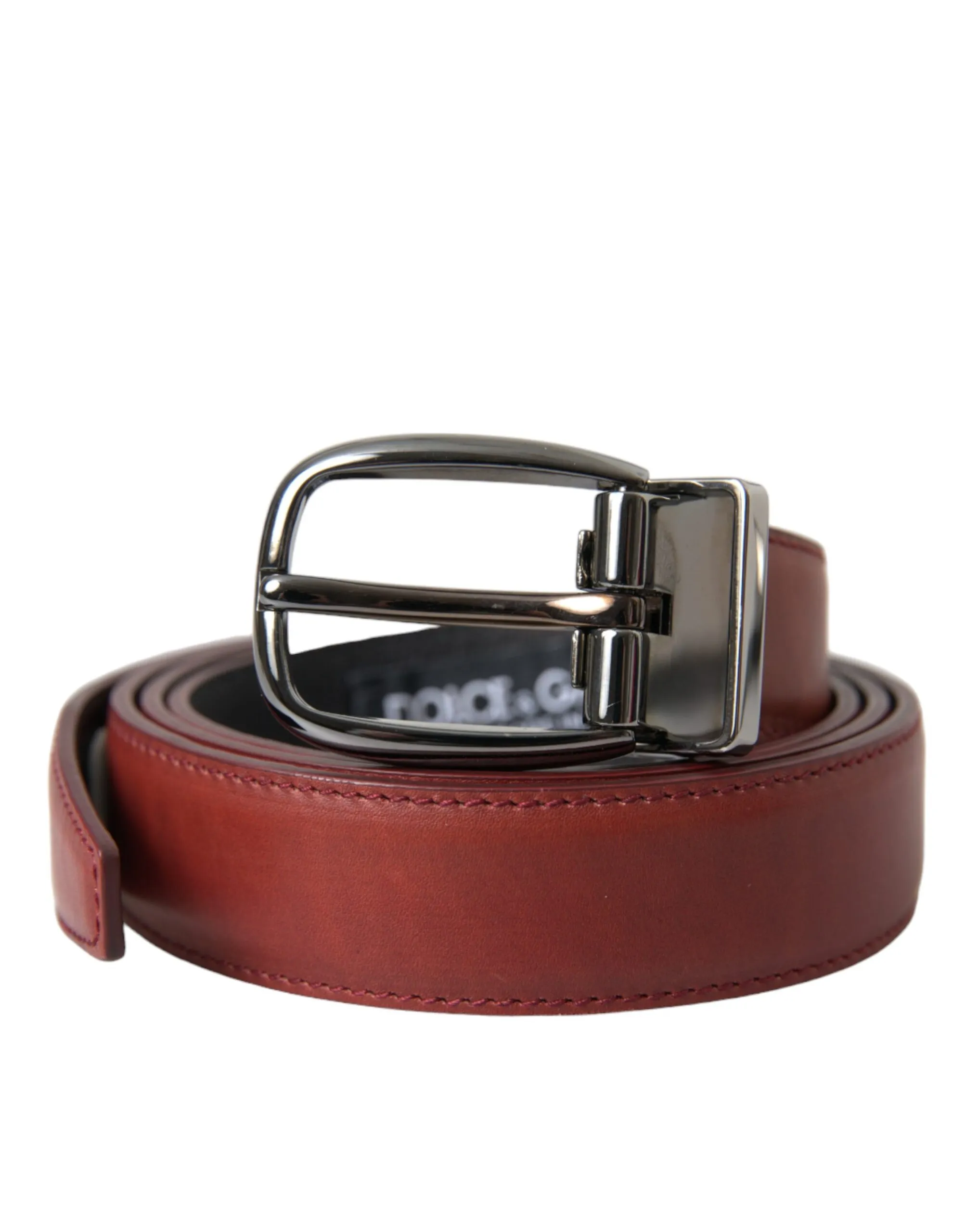 Dolce & Gabbana Men's Brown Leather Silver Metal Buckle Belt Men