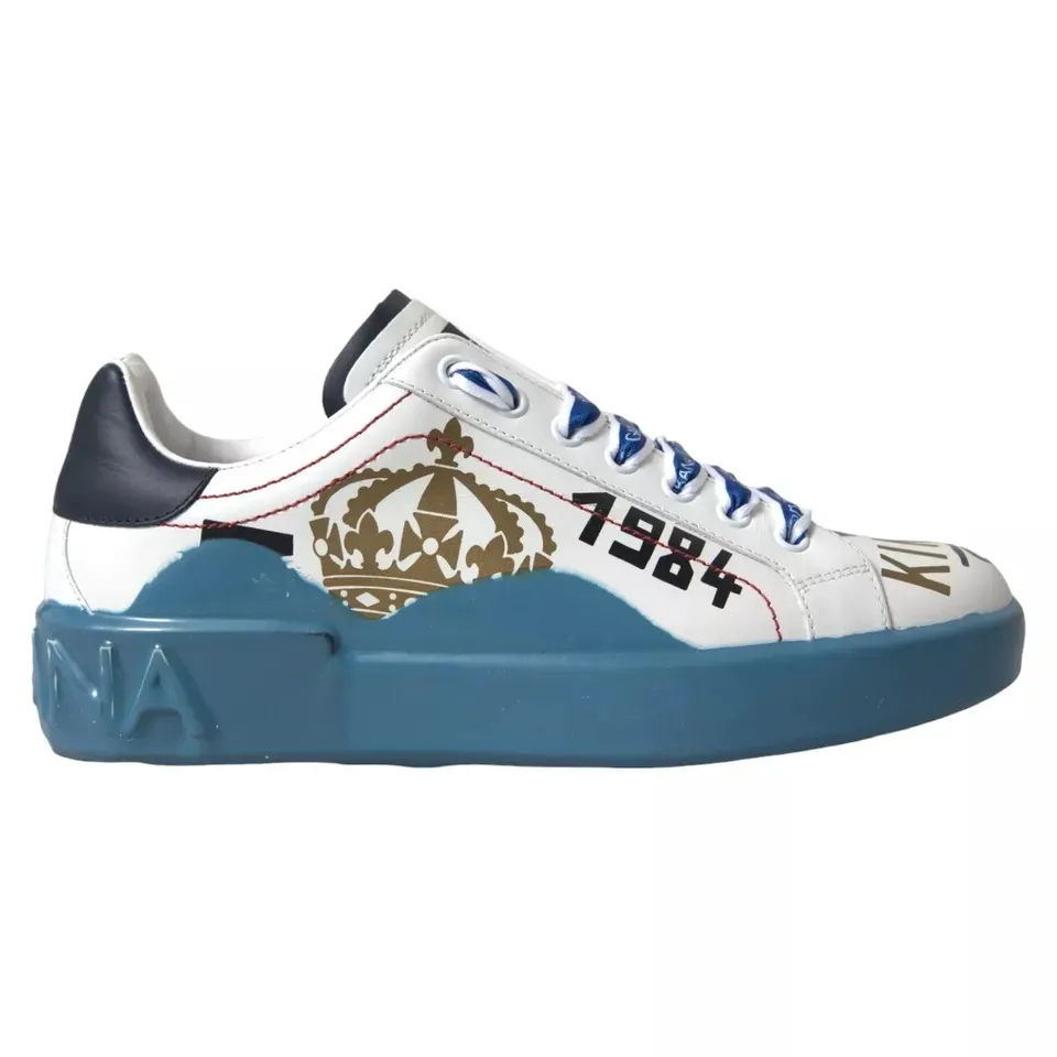 Dolce & Gabbana Men's Blue White Printed Portofino Melt Sneakers Shoes