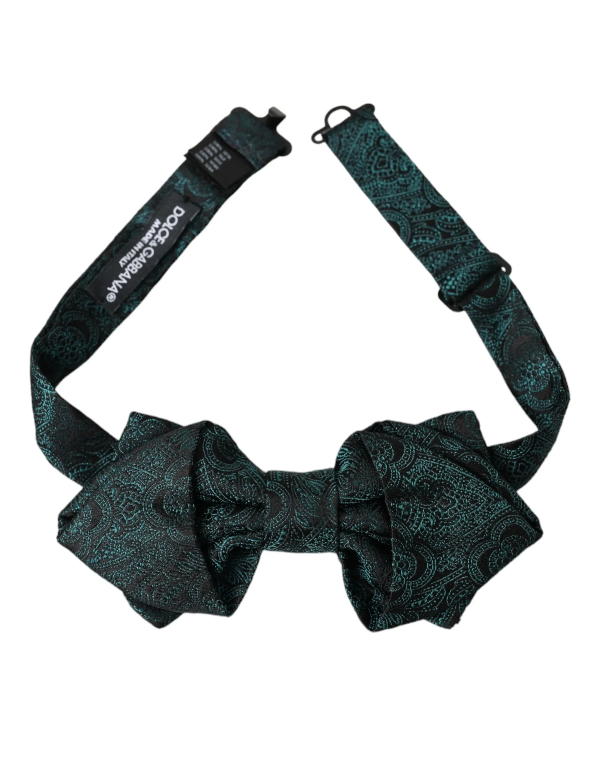 Dolce & Gabbana Men's Green Bandana Silk Adjustable Neck Bow Tie