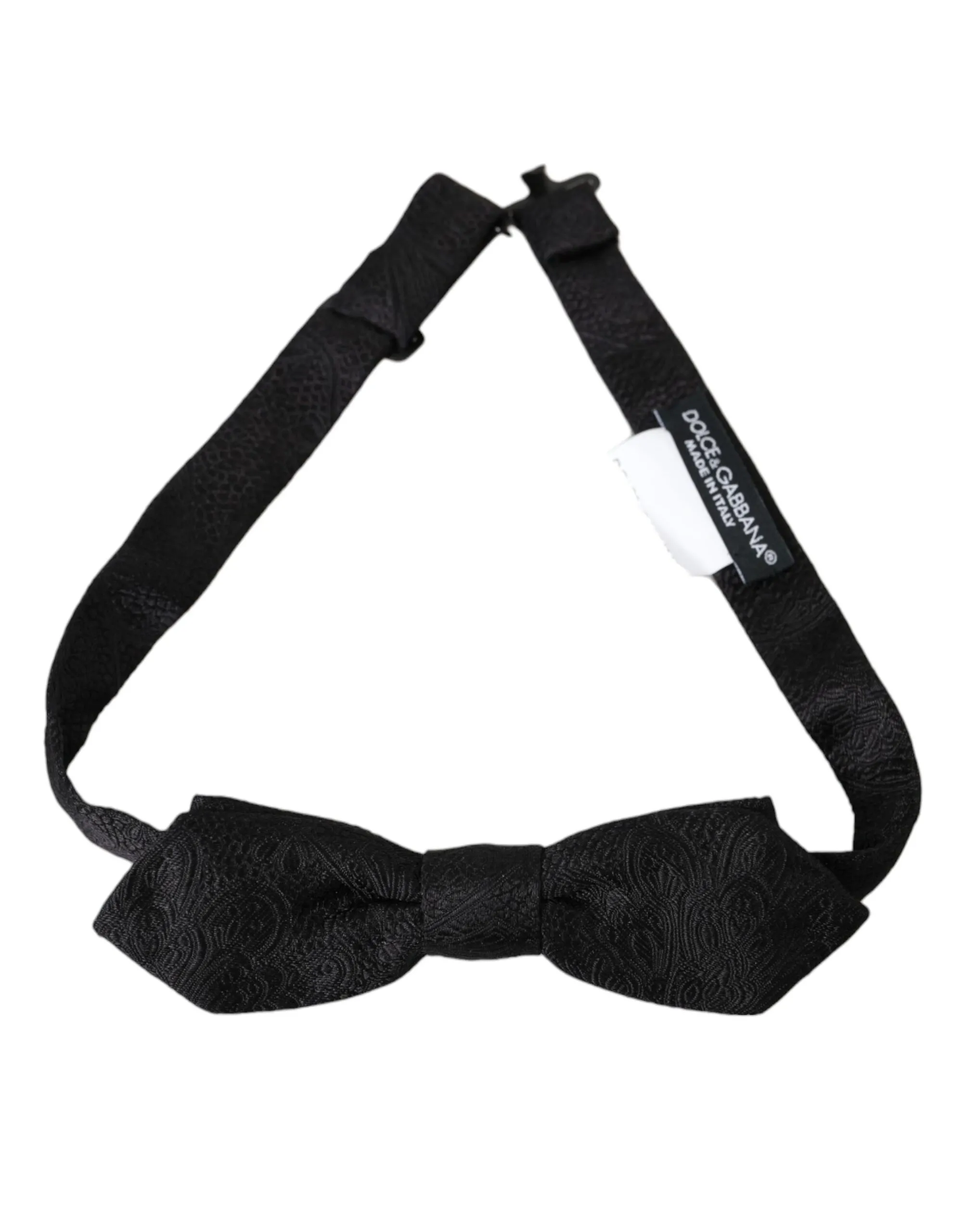 Dolce & Gabbana Men's Black Brocade Silk Adjustable Neck Bow Tie